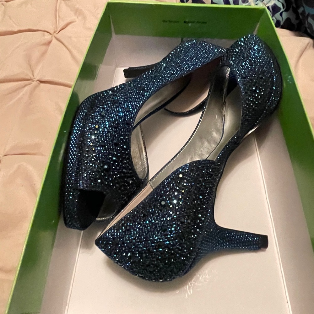 Blue sparkly heels